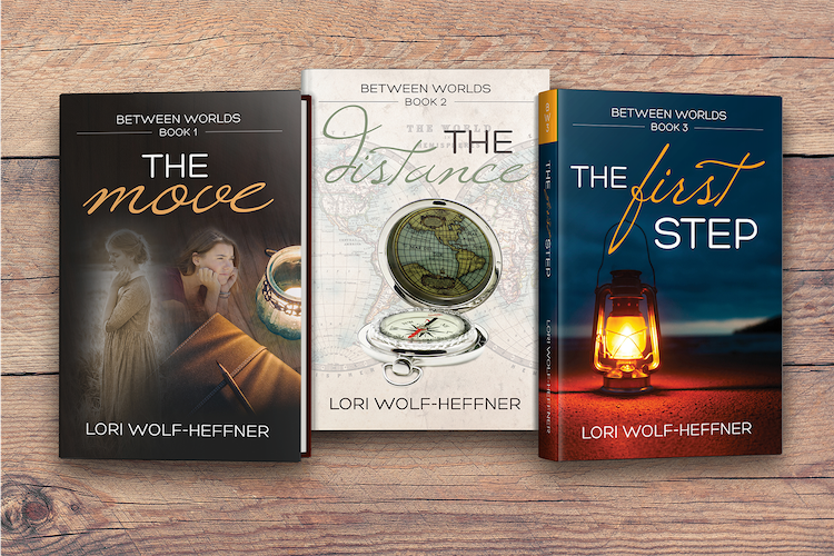 Covers of Between Worlds books 1-3, by Lori Wolf-Heffner