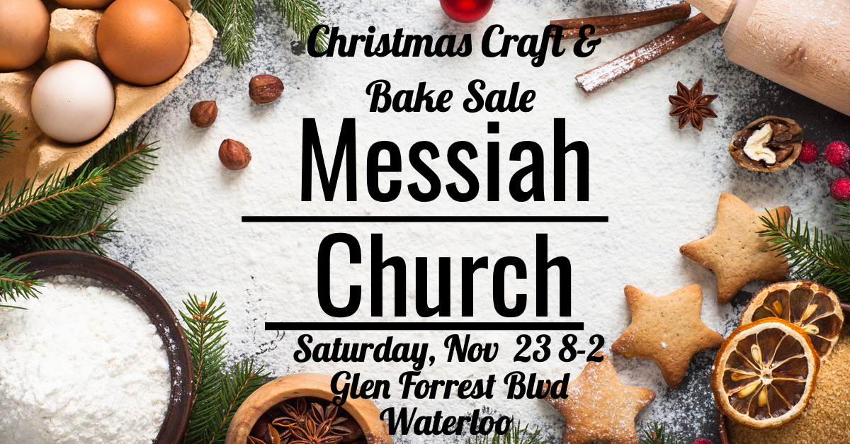 Image of Christmas baking with basic info for the Christmas Craft & Bake Sale at Messiah Church